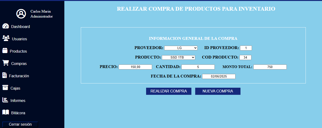 Imagen del proyecto Sistema de ventas