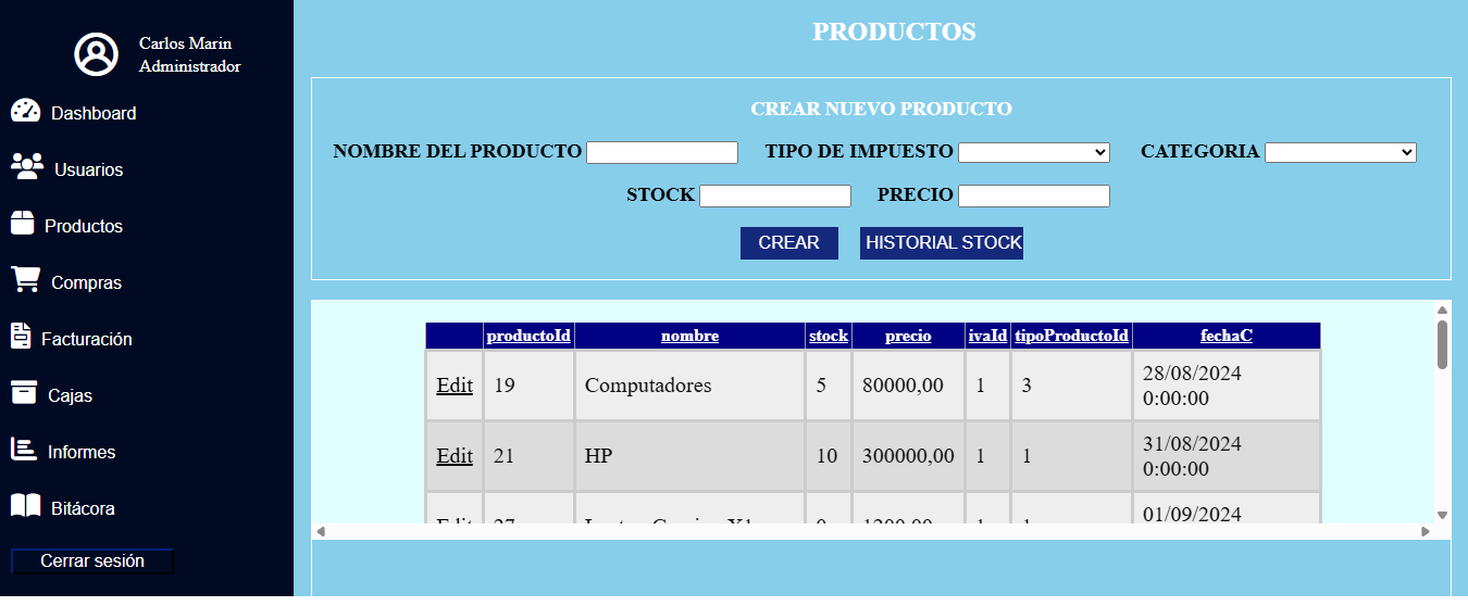 Imagen del proyecto Sistema de ventas