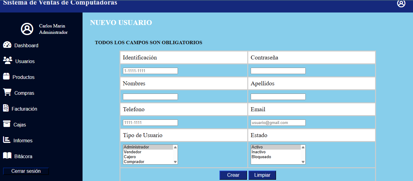 Imagen del proyecto Sistema de ventas