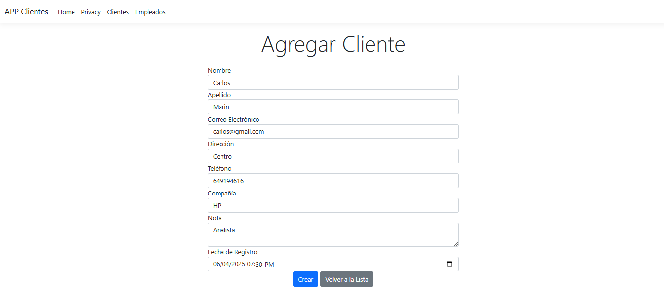 Imagen del proyecto CRUD Web Cliente y Empleado