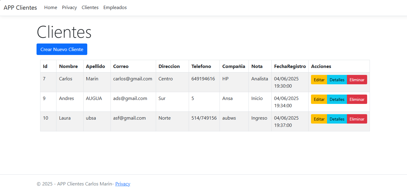 Imagen del proyecto CRUD Web Cliente y Empleado